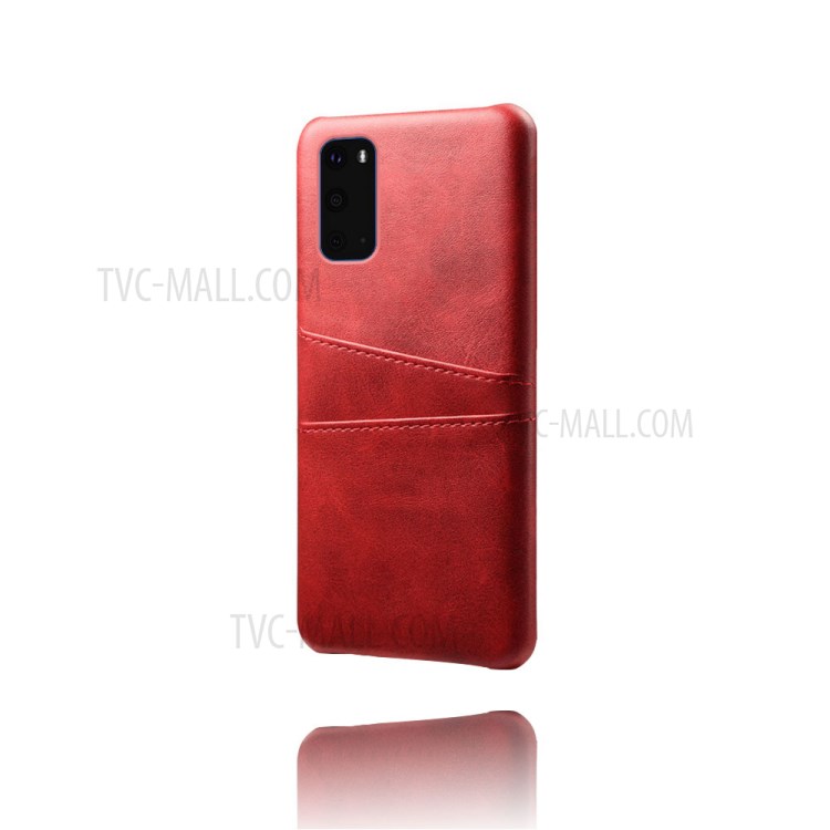 KSQ PU Leather Coated Hard PC Shell for Samsung Galaxy S20 Ultra - Red-4