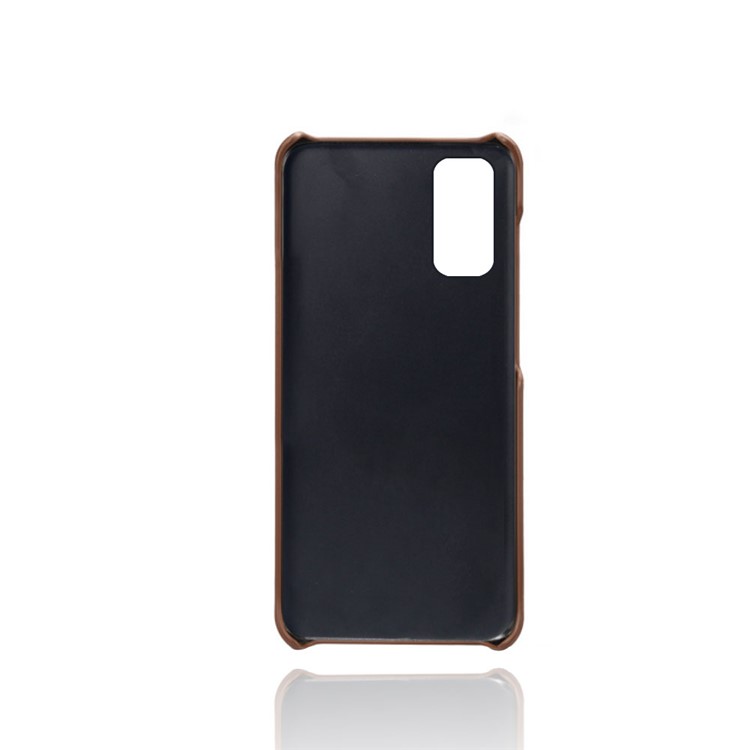 KSQ PU Leather Coated Hard PC Shell for Samsung Galaxy S20 Ultra - Brown-2