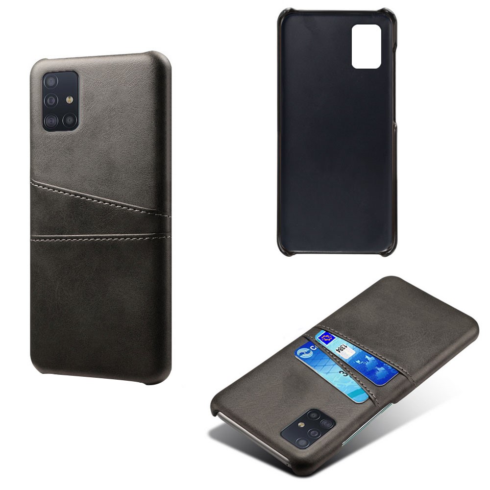 KSQ PU Leather Coated PC Covering with Double Card Slots for Samsung Galaxy A51 - Black-1