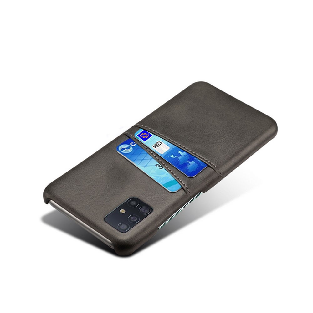 Cubierta de PC Recubierta de Cuero KSQ PU Con Ranuras de Tarjeta Doble Para Samsung Galaxy A51 - Negro