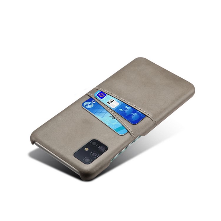 Cubierta de PC Recubierta de Cuero KSQ PU Con Ranuras de Tarjeta Doble Para Samsung Galaxy A51 - Gris-3