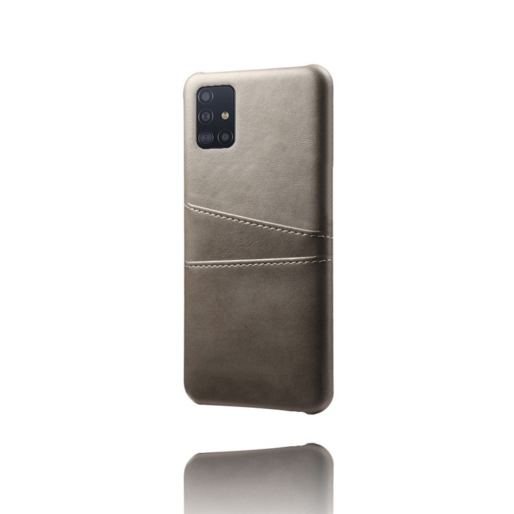 Cubierta de PC Recubierta de Cuero KSQ PU Con Ranuras de Tarjeta Doble Para Samsung Galaxy A51 - Gris-4