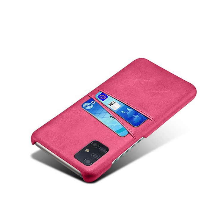 KSQ PU Leather Coated PC Covering with Double Card Slots for Samsung Galaxy A51 - Rose-3