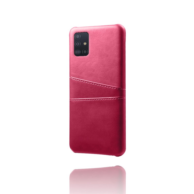 KSQ PU Leather Coated PC Covering with Double Card Slots for Samsung Galaxy A51 - Rose-4