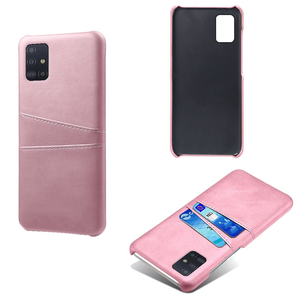 KSQ PU Leather Coated PC Covering with Double Card Slots for Samsung Galaxy A51 - Rose Gold-1