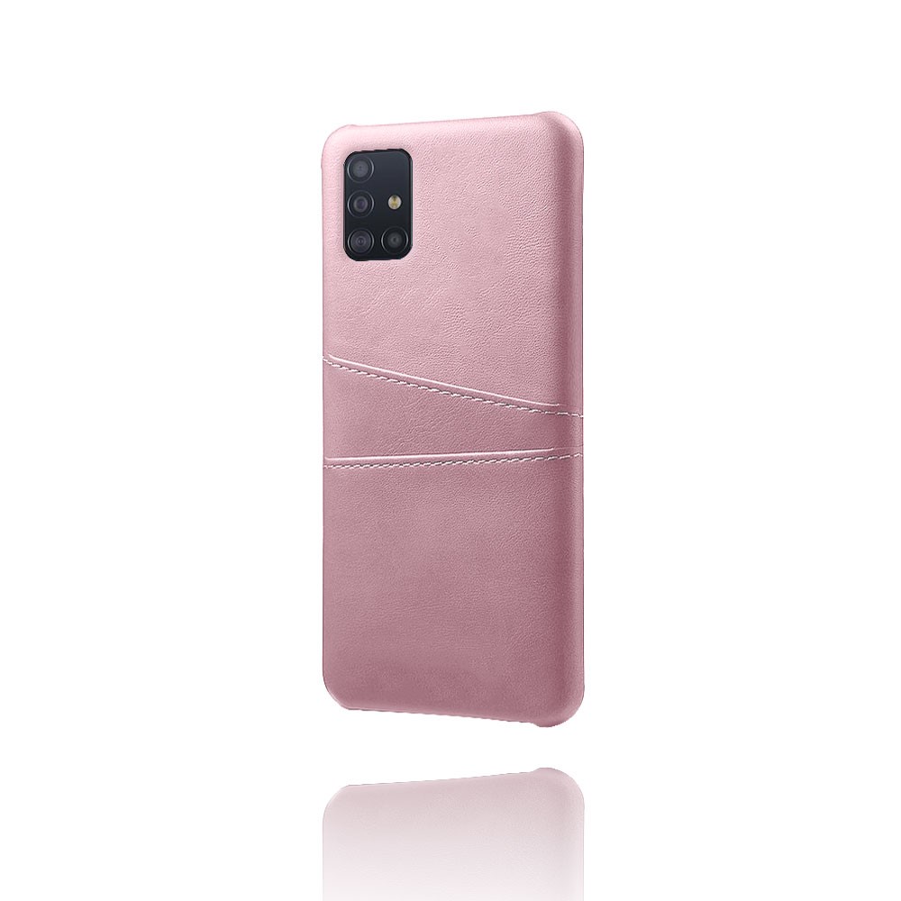 KSQ PU Leather Coated PC Covering with Double Card Slots for Samsung Galaxy A51 - Rose Gold-4