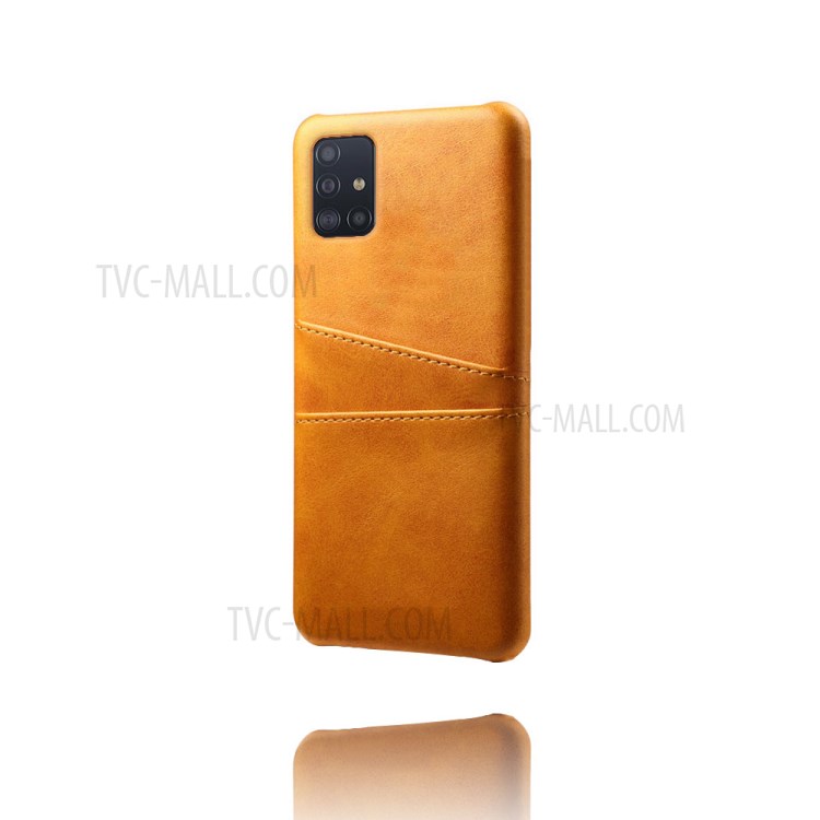 KSQ PU Leather Coated PC Covering with Double Card Slots for Samsung Galaxy A51 - Orange-4
