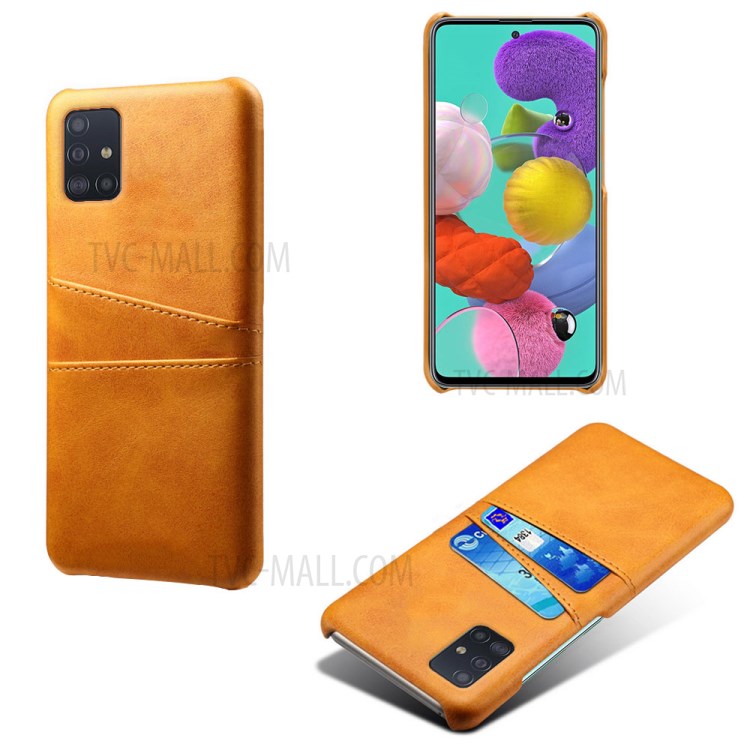 KSQ PU Leather Coated PC Covering with Double Card Slots for Samsung Galaxy A51 - Orange-5