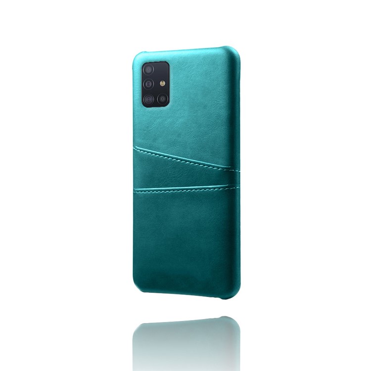 KSQ PU Leather Coated PC Covering with Double Card Slots for Samsung Galaxy A51 - Cyan-4