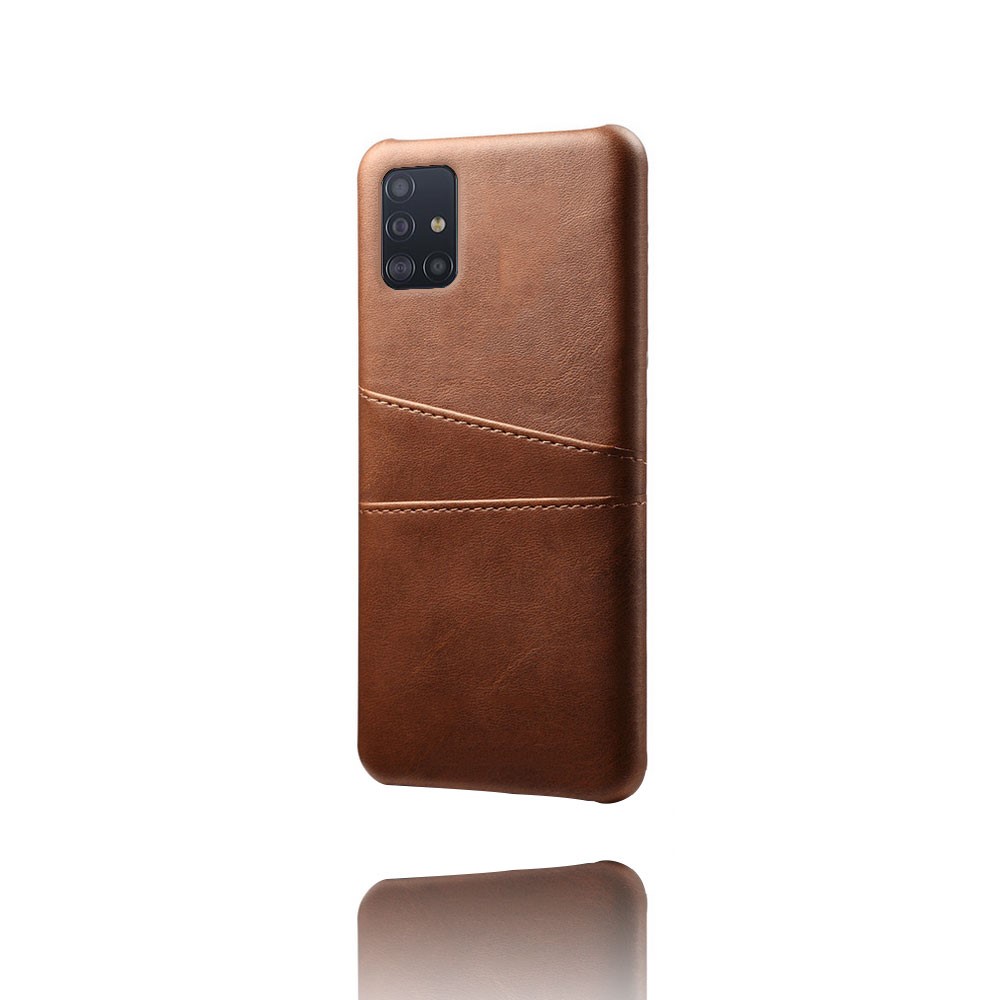 KSQ PU Leather Coated PC Covering with Double Card Slots for Samsung Galaxy A51 - Brown-4