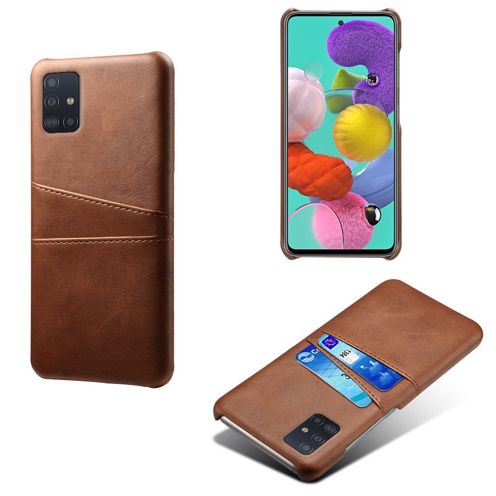 KSQ PU Leather Coated PC Covering with Double Card Slots for Samsung Galaxy A51 - Brown-5