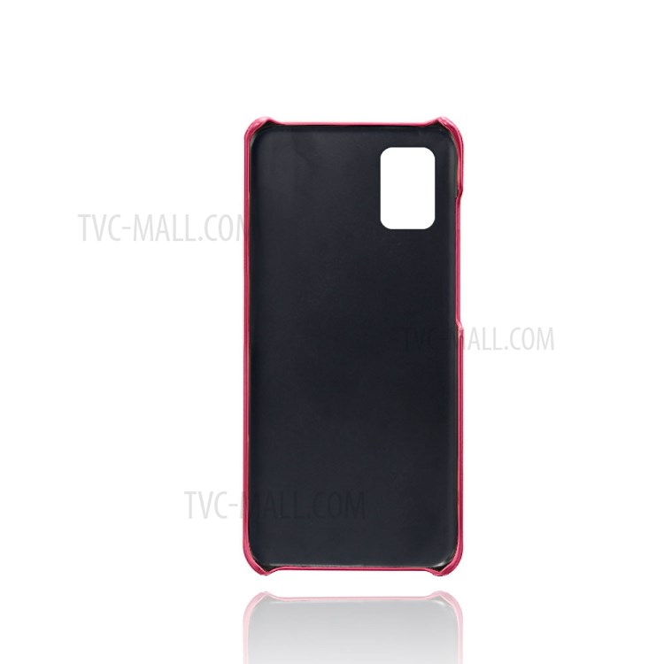 KSQ Double Card Slots PU Leather Coated Hard PC Case for Samsung Galaxy A71 A715 - Rose-2