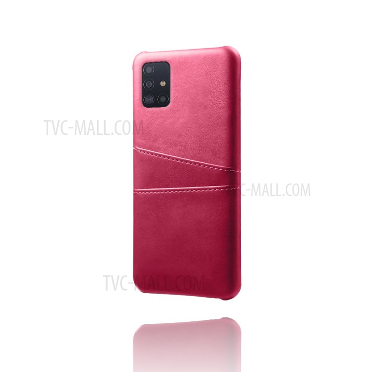 KSQ Double Card Slots PU Leather Coated Hard PC Case for Samsung Galaxy A71 A715 - Rose-4