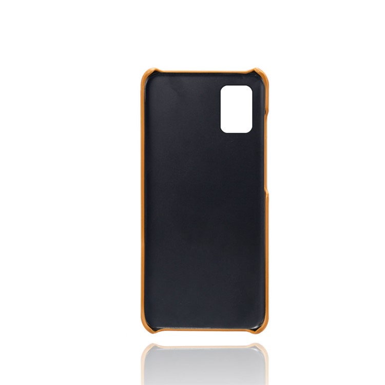 Ranuras de Doble Tarjeta KSQ Case de PC Recubierta de Cuero PU Para Samsung Galaxy A71 A715 - Naranja