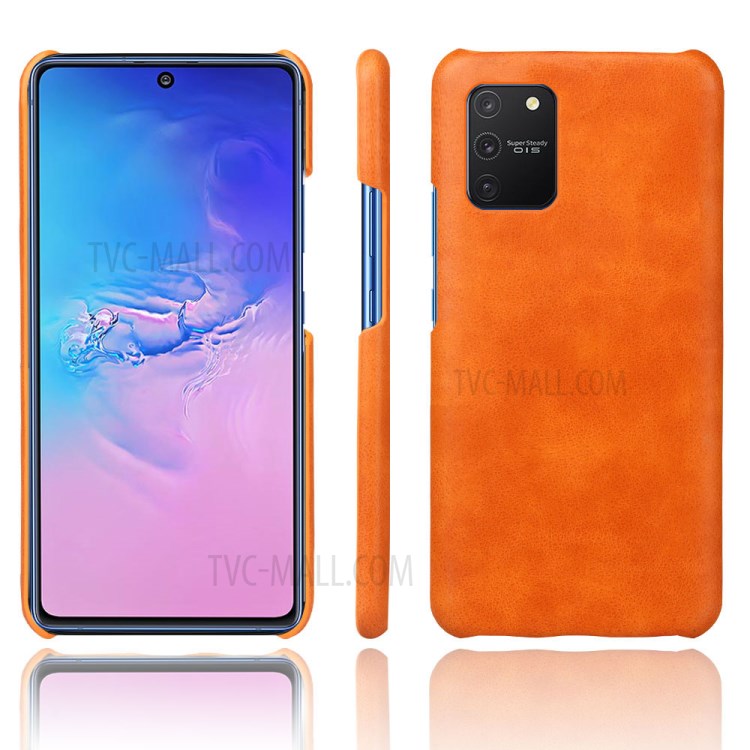 KSQ Crazy Horse Texture PU Leather Coated PC Phone Case for Samsung Galaxy A91/S10 Lite - Light Brown-1