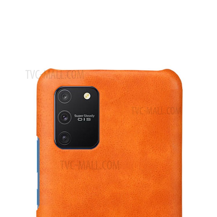 KSQ Crazy Horse Texture PU Leather Coated PC Phone Case for Samsung Galaxy A91/S10 Lite - Light Brown-3