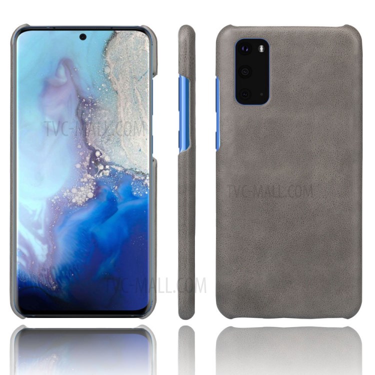 KSQ Crazy Horse Texture PU Leather Coated PC Phone Shell for Samsung Galaxy S20 Plus - Grey-1