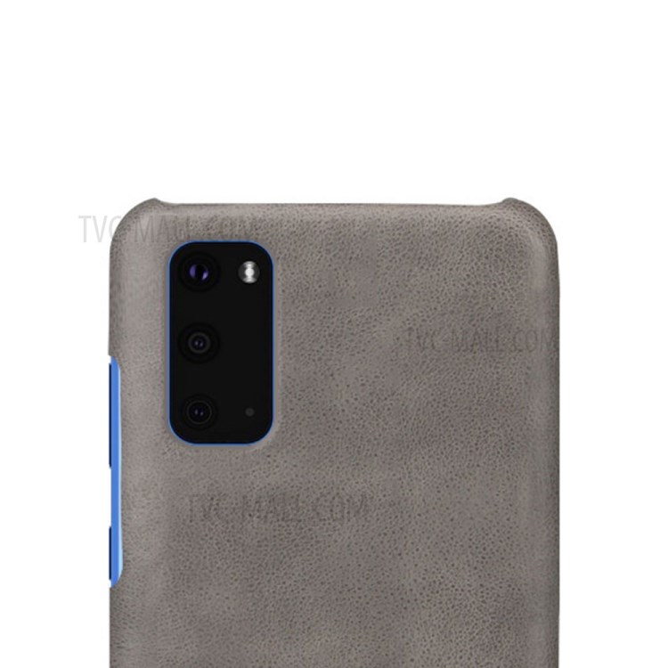 KSQ Crazy Horse Texture PU Leather Coated PC Phone Shell for Samsung Galaxy S20 Plus - Grey-3