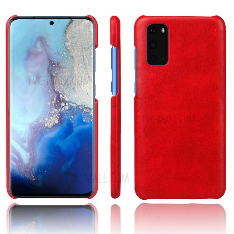 KSQ Crazy Horse Texture PU Leather Coated PC Phone Shell for Samsung Galaxy S20 Plus - Red-1