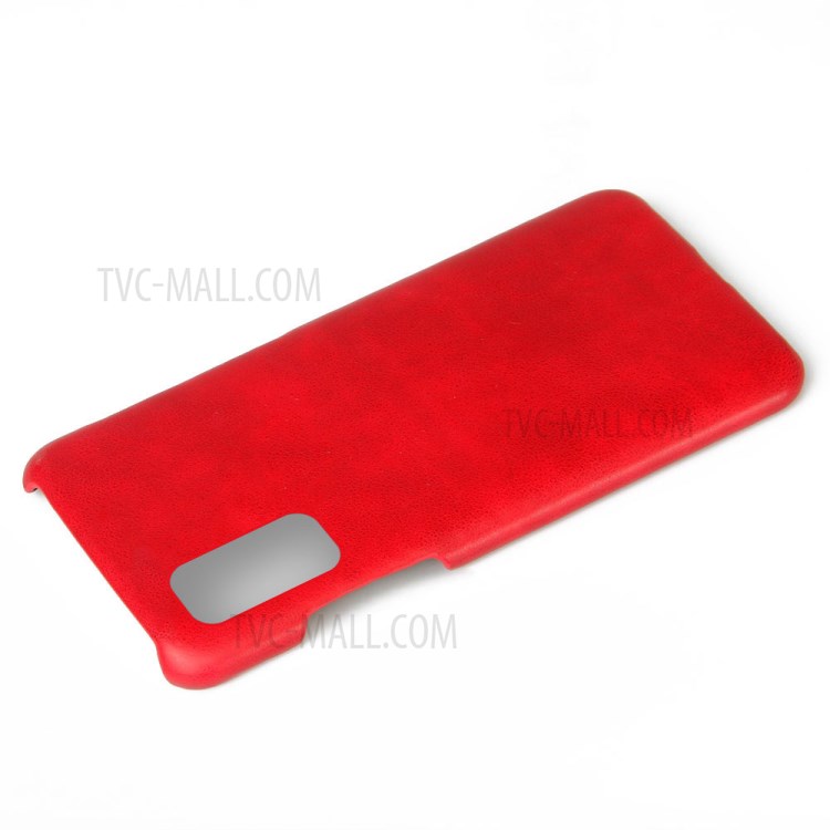 KSQ Crazy Horse Texture PU Leather Coated PC Phone Shell for Samsung Galaxy S20 Plus - Red-2
