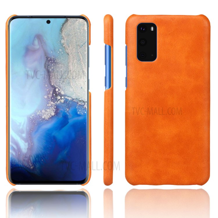 KSQ Crazy Horse Texture PU Leather Coated PC Phone Shell for Samsung Galaxy S20 Plus - Light Brown-1
