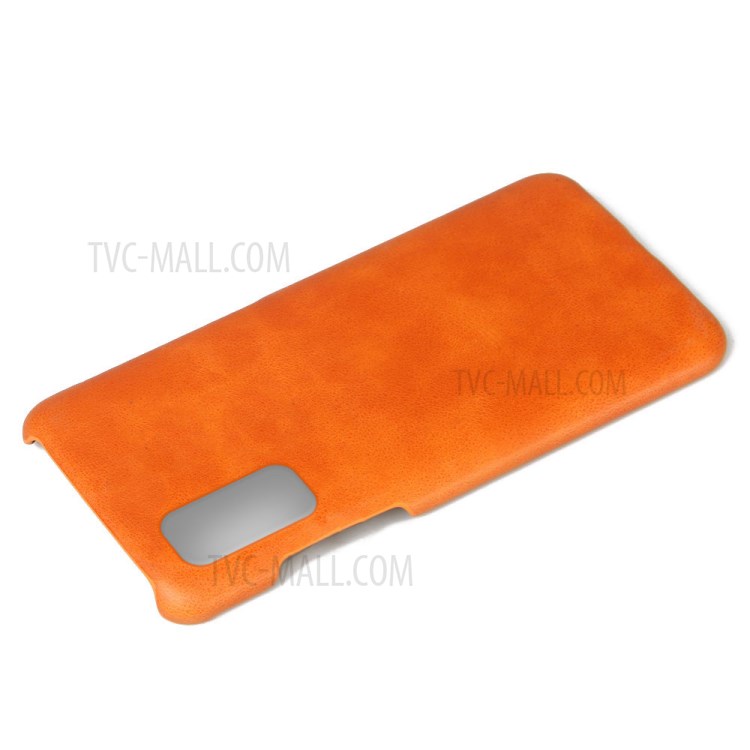 KSQ Crazy Horse Texture PU Leather Coated PC Phone Shell for Samsung Galaxy S20 Plus - Light Brown-2