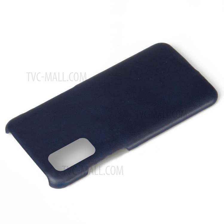 Crazy Horse Skin Unique PU Leather Coated Plastic Case for Samsung Galaxy S20 - Dark Blue-2