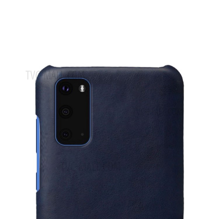 Crazy Horse Skin Unique PU Leather Coated Plastic Case for Samsung Galaxy S20 - Dark Blue-3