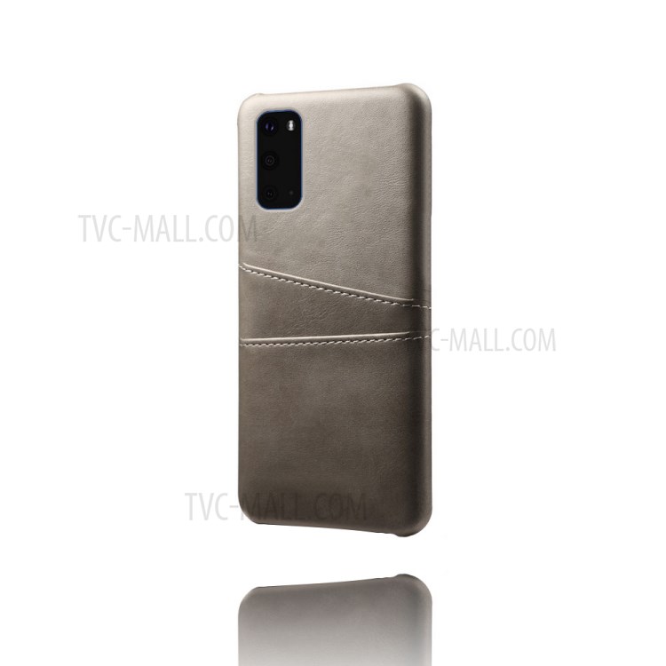 KSQ PU Leather Coated Hard PC Unique Shell for Samsung Galaxy S20 Plus - Grey-4