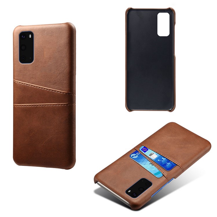 KSQ PU Leather Coated Hard PC Unique Shell for Samsung Galaxy S20 Plus - Brown-5