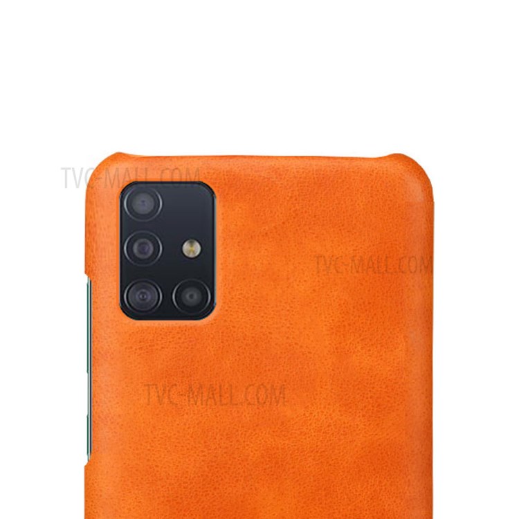 Crazy Horse Surface PU Leather Coated Plastic Cover for Samsung Galaxy A51 - Orange-3