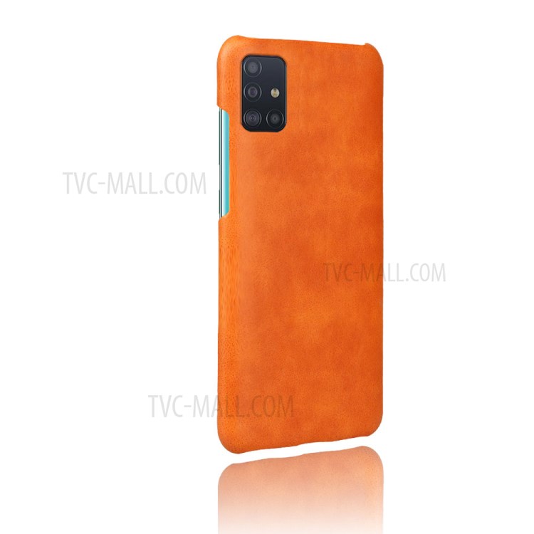 Crazy Horse Surface PU Leather Coated Plastic Cover for Samsung Galaxy A51 - Orange-4