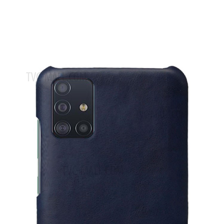Crazy Horse Surface PU Leather Coated Plastic Cover for Samsung Galaxy A51 - Dark Blue-3