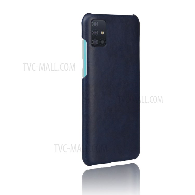 Crazy Horse Surface PU Leather Coated Plastic Cover for Samsung Galaxy A51 - Dark Blue-4