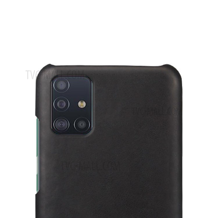 KSQ Crazy Horse PU Leather Coated Hard PC Shell for Samsung Galaxy A71 - Black-3