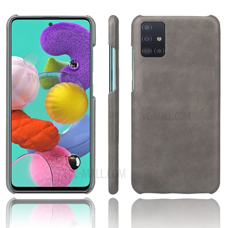 KSQ Crazy Horse PU Leather Coated Hard PC Shell for Samsung Galaxy A71 - Grey-1
