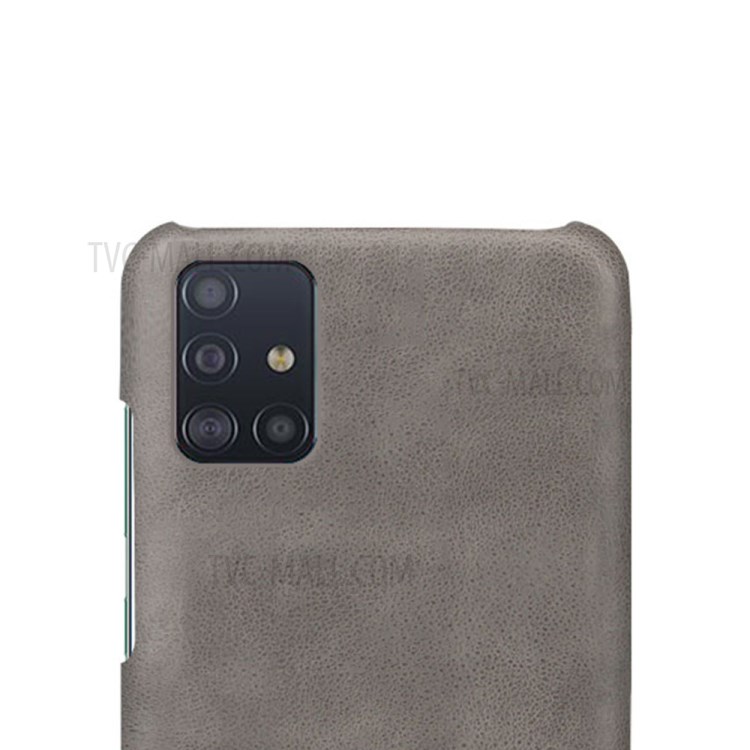 KSQ Crazy Horse PU Leather Coated Hard PC Shell for Samsung Galaxy A71 - Grey-3