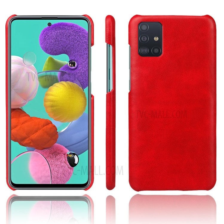 KSQ Crazy Horse PU Leather Coated Hard PC Shell for Samsung Galaxy A71 - Red-1