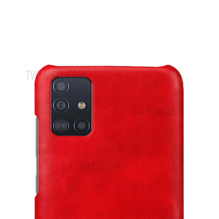 KSQ Crazy Horse PU Leather Coated Hard PC Shell for Samsung Galaxy A71 - Red-3