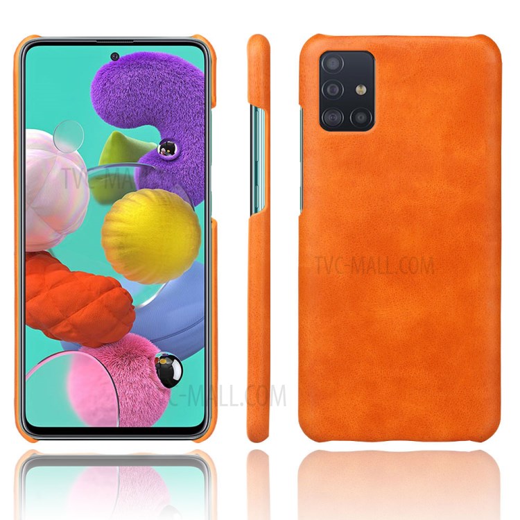 KSQ Crazy Horse PU Leather Coated Hard PC Shell for Samsung Galaxy A71 - Orange-1