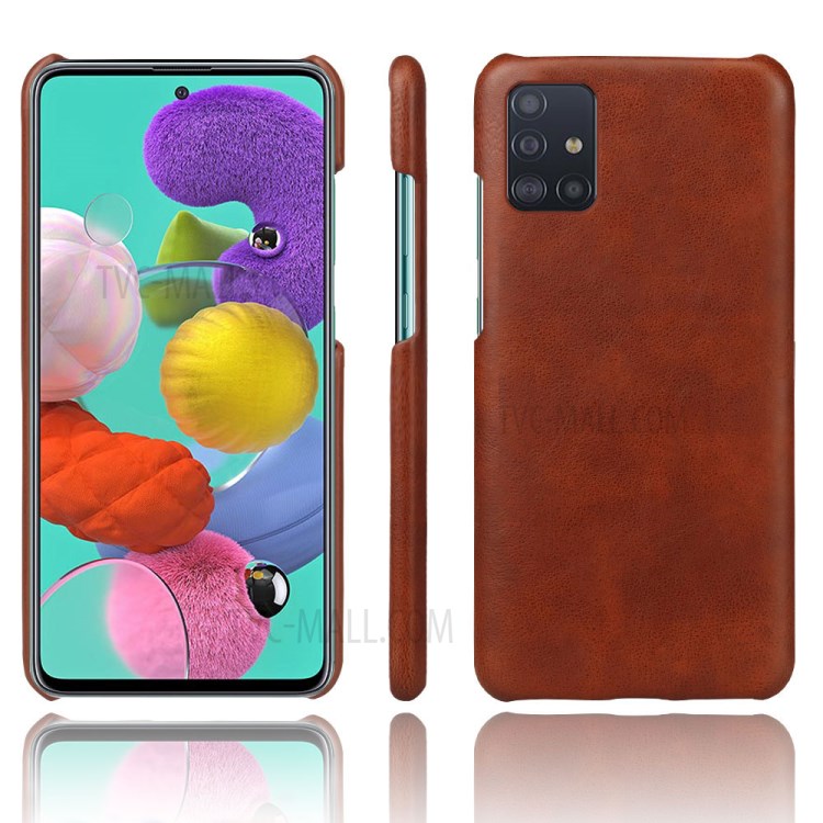 KSQ Crazy Horse PU Leather Coated Hard PC Shell for Samsung Galaxy A71 - Brown-1
