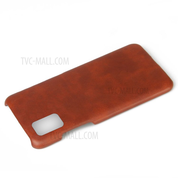 KSQ Crazy Horse PU Leather Coated Hard PC Shell for Samsung Galaxy A71 - Brown-2