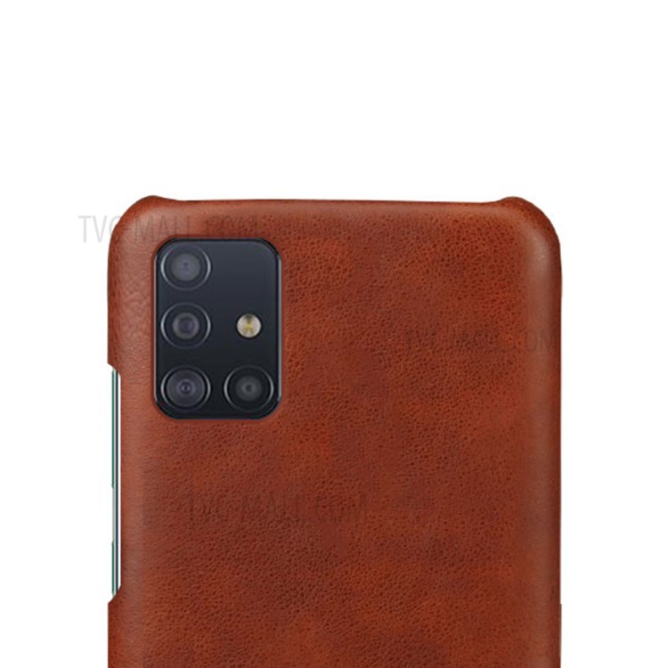 KSQ Crazy Horse PU Leather Coated Hard PC Shell for Samsung Galaxy A71 - Brown-3
