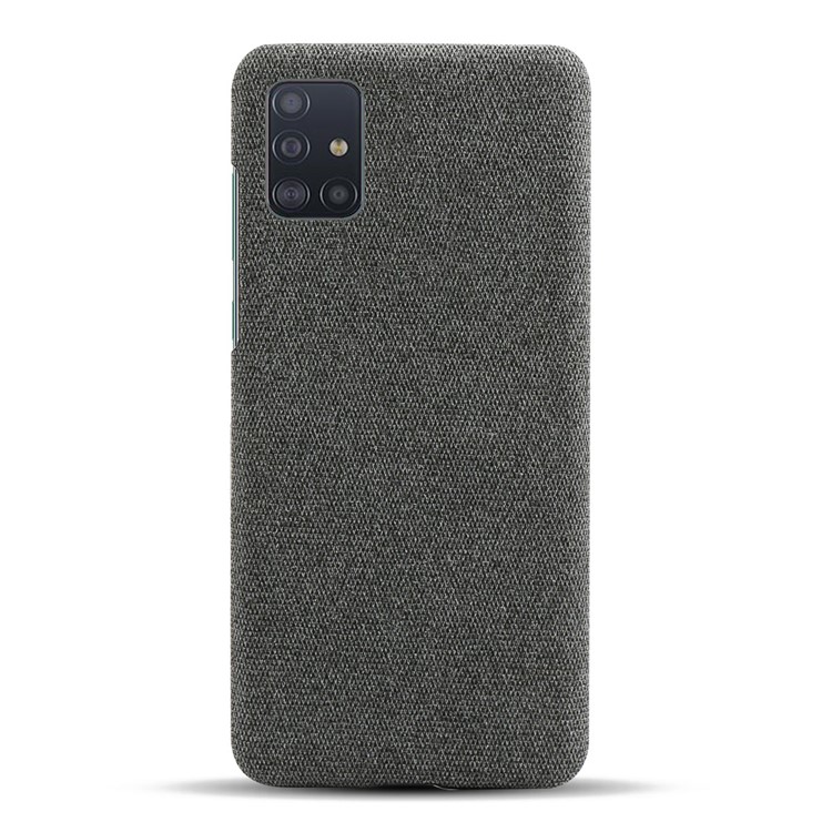 Solid Color Cloth Texture PC Phone Case for Samsung Galaxy A71 A715 - Dark Grey-3