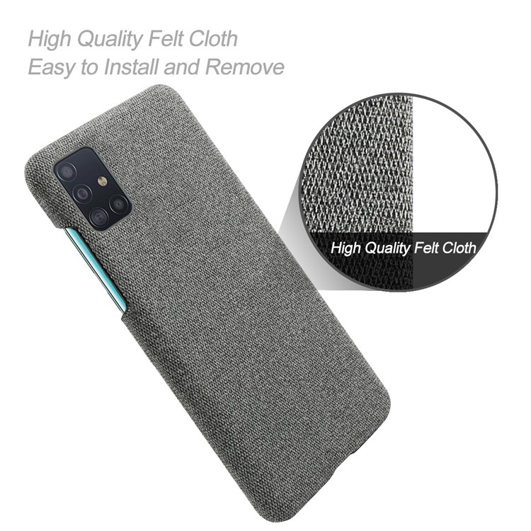 Solid Color Cloth Texture PC Phone Case for Samsung Galaxy A71 A715 - Dark Grey-4
