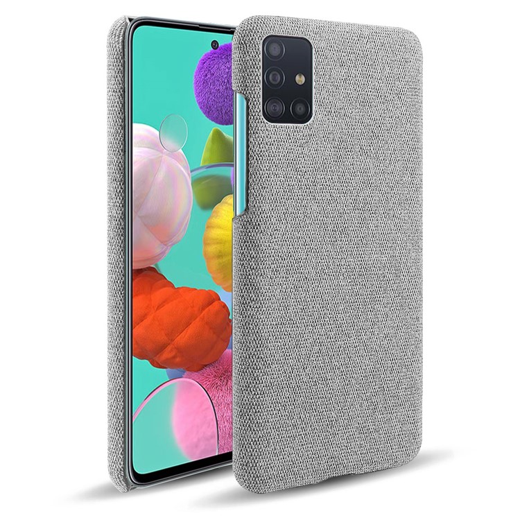 Solid Color Cloth Texture PC Phone Case for Samsung Galaxy A71 A715 - Light Grey-1