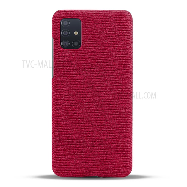 Solid Color Cloth Texture PC Phone Case for Samsung Galaxy A71 A715 - Red-3