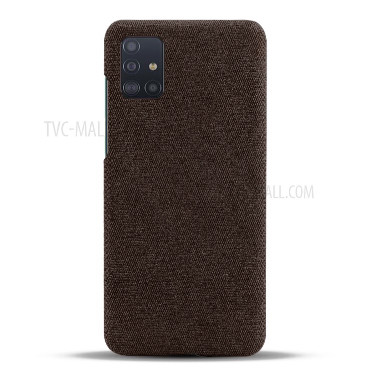 Solid Color Cloth Texture PC Phone Case for Samsung Galaxy A71 A715 - Coffee-3