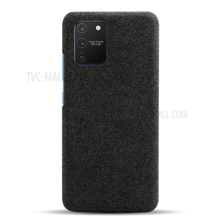 Solid Color Cloth Texture PC Phone Case for Samsung Galaxy A91/S10 Lite - Black-3