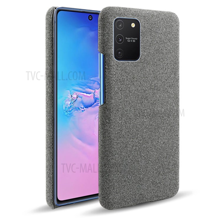 Solid Color Cloth Texture PC Phone Case for Samsung Galaxy A91/S10 Lite - Dark Grey-1
